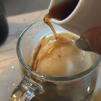 Sixty Vines - DEVILED AFFOGATO devil's food cake, vanilla ice cream, coffee caramel, nitro cold brew coffee shot - New American Near Me - Charlotte, North Carolina