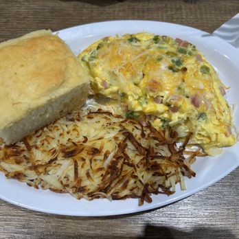 CC's Cafe - Denver omelette with hashbrowns and a biscuit - Breakfast & Brunch Near Me - Tomball, Texas