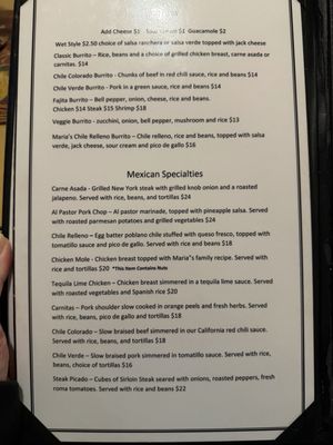 Menu photo 1 Maria's Restaurant Simi Valley, CA Menu photo 1 Maria's Restaurant Simi Valley, CA