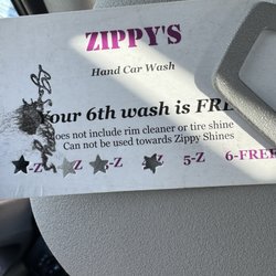 Zippy's Car Wash - Example of card with stamp and punch.