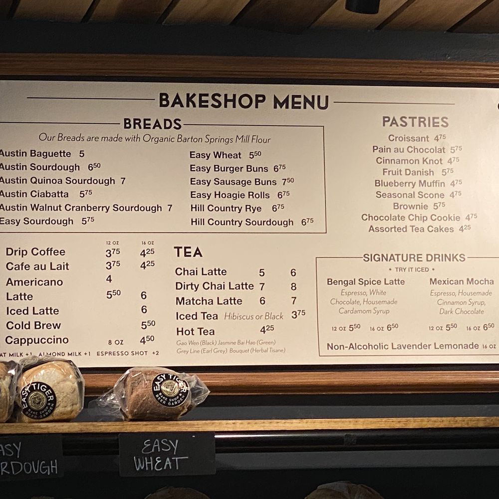 Easy Tiger - Bake shop menu - Beer Gardens Near Me - Austin, Texas Easy Tiger - Bake shop menu - Beer Gardens Near Me - Austin, Texas