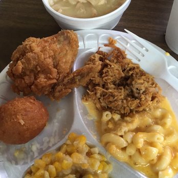 Country Side BBQ - Round 2: Green beans (already ate them), cream corn, Mac & Cheese, BBQ, fried chicken wing, hush puppy, and chicken & dumplings. - Barbeque Near Me - Swansea, South Carolina Country Side BBQ - Round 2: Green beans (already ate them), cream corn, Mac & Cheese, BBQ, fried chicken wing, hush puppy, and chicken & dumplings. - Barbeque Near Me - Swansea, South Carolina