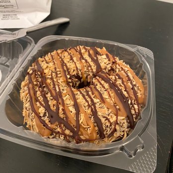 North Fork Doughnut - I think this was the Caramel Delight/Samoa (Girl Scout cookie) donut. - Donuts Near Me - Bay Shore, New York North Fork Doughnut - I think this was the Caramel Delight/Samoa (Girl Scout cookie) donut. - Donuts Near Me - Bay Shore, New York