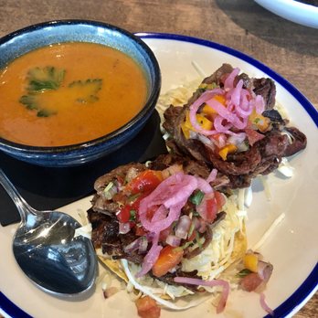 The Workshop Eatery - Tacos with soup of the day (tomato) - Canadian (New) Near Me - Edmonton, Alberta The Workshop Eatery - Tacos with soup of the day (tomato) - Canadian (New) Near Me - Edmonton, Alberta