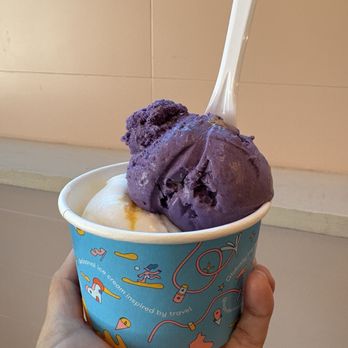 Wanderlust Creamery - Ube malted crunch and mango sticky rice - Ice Cream & Frozen Yogurt Near Me - Costa Mesa, California Wanderlust Creamery - Ube malted crunch and mango sticky rice - Ice Cream & Frozen Yogurt Near Me - Costa Mesa, California