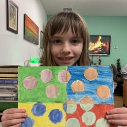 Fine Art Studio - Audrey working joyfully with complimentary colors