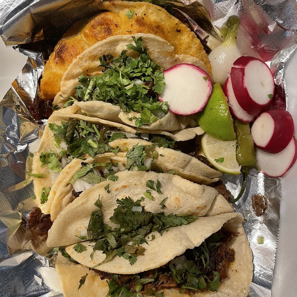 Tacos El Nevado - Carne tacos with a birria taco in the back! - Mexican Near Me - Charlotte, North Carolina