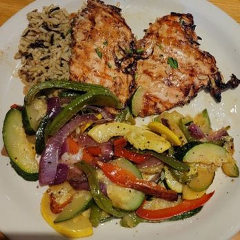Bama Bucks - Marinated Grilled Chicken Breast on a bed of Seasoned Rice with Sautéed Vegetables and choice of additional side. - New American Near Me - Sardis City, Alabama Bama Bucks - Marinated Grilled Chicken Breast on a bed of Seasoned Rice with Sautéed Vegetables and choice of additional side. - New American Near Me - Sardis City, Alabama