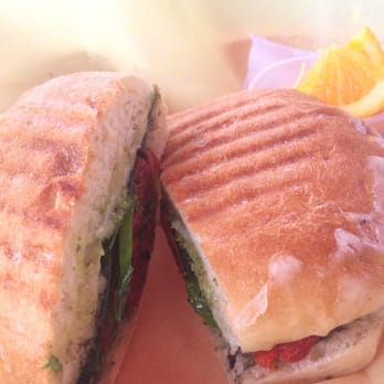 Rail Side Cafe - Panini Caprese Fresh Mozzarella, Roasted Peppers, Sun-Dried Tomatoes, Fresh Basil, Pesto and Olive Spread on Grilled Ciabatta - Coffee & Tea Near Me - San Dimas, California Rail Side Cafe - Panini Caprese Fresh Mozzarella, Roasted Peppers, Sun-Dried Tomatoes, Fresh Basil, Pesto and Olive Spread on Grilled Ciabatta - Coffee & Tea Near Me - San Dimas, California