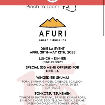 Afuri - DineLA menu - Ramen Near Me - Los Angeles, California