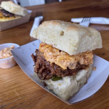 Rambo's Fat Cat Biscuits - Hot Honey Chicken with Pimento Cheese - Breakfast & Brunch Near Me - Columbia, South Carolina