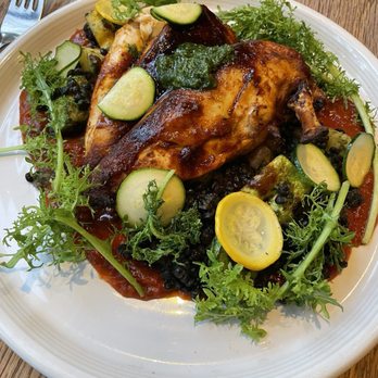 Camper - Smoky Petaluma Chicken Breast, Lentils, Roasted Summer Squash, Early Girl Tomato Jam, Basil - New American Near Me - Menlo Park, California Camper - Smoky Petaluma Chicken Breast, Lentils, Roasted Summer Squash, Early Girl Tomato Jam, Basil - New American Near Me - Menlo Park, California