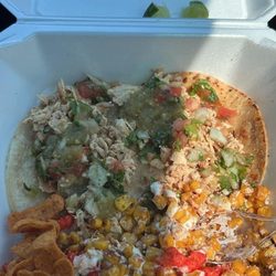 2 Crazy Tacos - 2 tacos and Mexican corn with chips and a drink! Nice!!