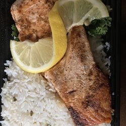 Salmon with cilantro lime rice