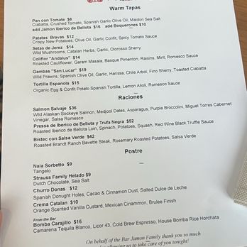 Bar Jamon - Menu - Spanish Near Me - San Francisco, California