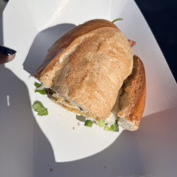 Bonmi - a half eaten sandwich in a box - Vietnamese Near Me - Los Angeles, California