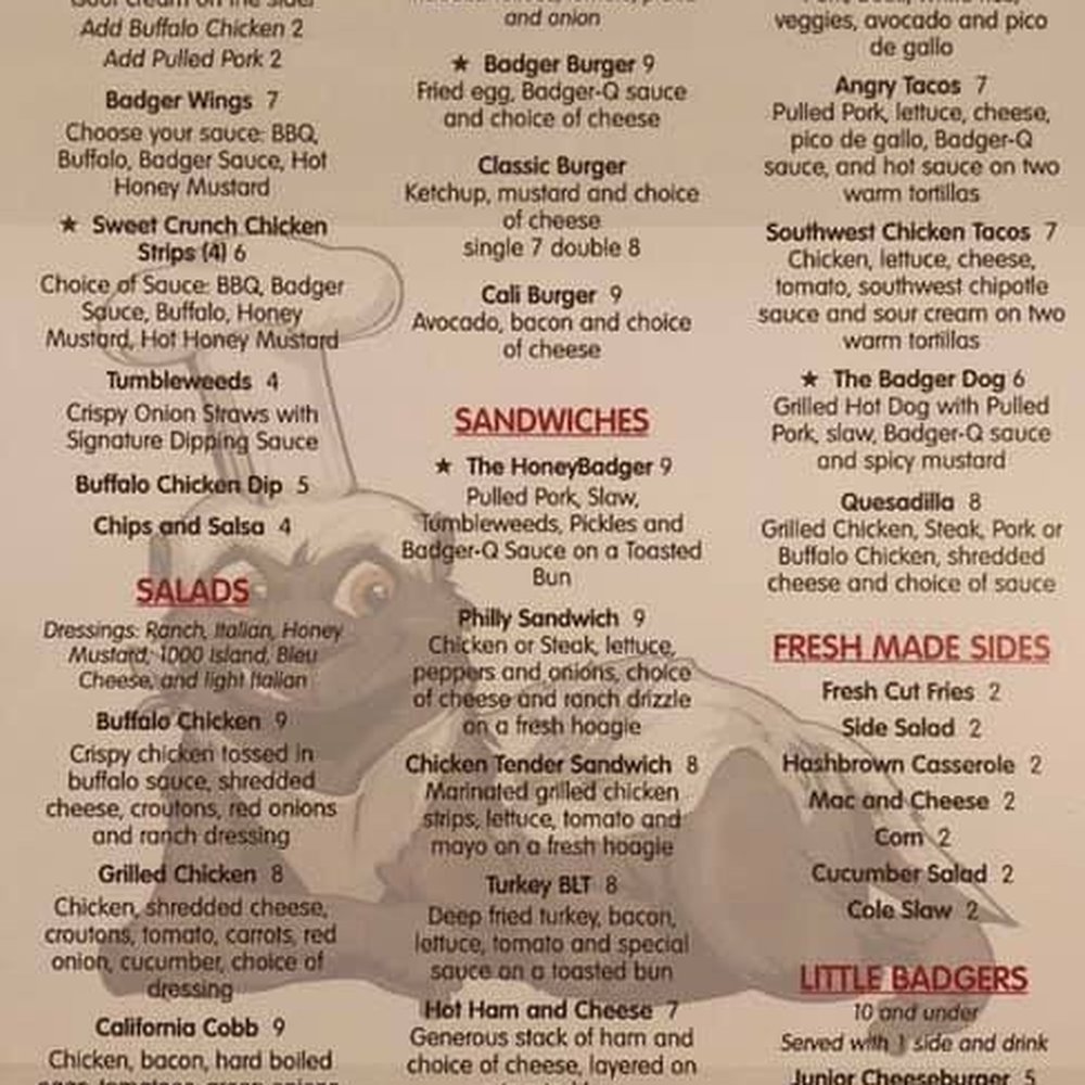 HoneyBadger Grill - Restaurant menu - American Near Me - Troy, Missouri