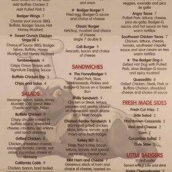 HoneyBadger Grill - Restaurant menu