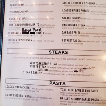 The West End Bar & Grill - Menu - Bars Near Me - Stigler, Oklahoma