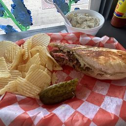 Hollingshayes Cubano Sandwich and Baked Potato Salad