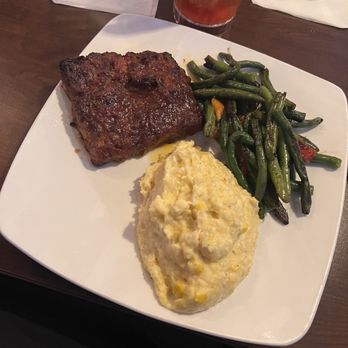 Pub W - Chipotle meatloaf, cheese polenta, and sautéed green beans - American Near Me - Oklahoma City, Oklahoma Pub W - Chipotle meatloaf, cheese polenta, and sautéed green beans - American Near Me - Oklahoma City, Oklahoma