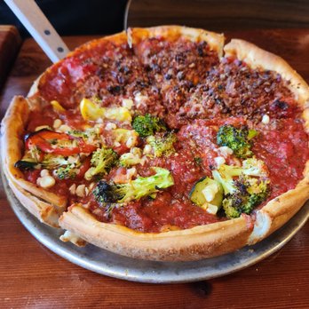 Zachary's Chicago Pizza - half Carne and half Super Veggie for $28.26 - Pizza Near Me - Oakland, California Zachary's Chicago Pizza - half Carne and half Super Veggie for $28.26 - Pizza Near Me - Oakland, California