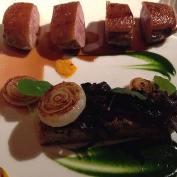 Madera - Sonoma Liberty Duck Breast, Mushroom Subric, Caramelized Cipollini Onion, Nasturtium Honey @ Madera - Menlo Park, CA - New American Near Me - Menlo Park, California Madera - Sonoma Liberty Duck Breast, Mushroom Subric, Caramelized Cipollini Onion, Nasturtium Honey @ Madera - Menlo Park, CA - New American Near Me - Menlo Park, California