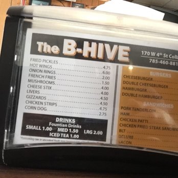 B Hive - The complete food menu.  Happy hour M-F 5-7pm. - Bars Near Me - Colby, Kansas