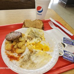 York Crossing Restaurant - 2 eggs, half potatoes, half grits.