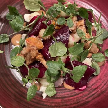 My Fucking Restaurant - Gnocchi dish with beets, mushroom, cashew sauce, etc. - Gluten-Free Near Me - Barcelona, B My Fucking Restaurant - Gnocchi dish with beets, mushroom, cashew sauce, etc. - Gluten-Free Near Me - Barcelona, B