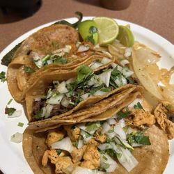 Taqueria El Llano - Beef, chicken and shrimp tacos , including lime and grilled jalepeno.