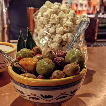 The Office - Marinated olives and truffle popcorn - American Near Me - Chicago, Illinois The Office - Marinated olives and truffle popcorn - American Near Me - Chicago, Illinois