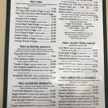 Peg's Glorified Ham & Eggs - Menu side two - Breakfast & Brunch Near Me - Reno, Nevada Peg's Glorified Ham & Eggs - Menu side two - Breakfast & Brunch Near Me - Reno, Nevada