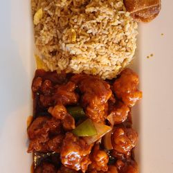 Asia Bowl & Grill - General Tso chicken, fried rice and egg roll