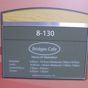 Bridges Cafe - Hours of operation, adjacent to the entryway. - Cafes Near Me - Minneapolis, Minnesota Bridges Cafe - Hours of operation, adjacent to the entryway. - Cafes Near Me - Minneapolis, Minnesota