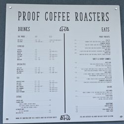 PROOF Coffee Roasters - Menu: 11/11/2023