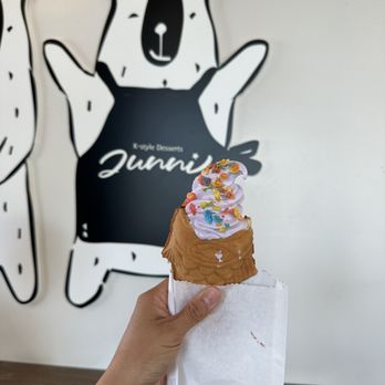 Junni Desserts - Taro soft serve ice cream in taiyaki - Desserts Near Me - Folsom, California Junni Desserts - Taro soft serve ice cream in taiyaki - Desserts Near Me - Folsom, California