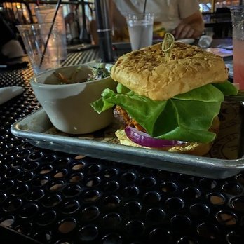 Brown Chicken Brown Cow - Burger with coleslaw - Barbeque Near Me - Hampton, Virginia