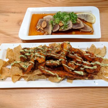 KINTON RAMEN COMMERCE GATE - Top: seared tuna, Bottom: crisp calamari - both winners! - Ramen Near Me - Markham, Ontario