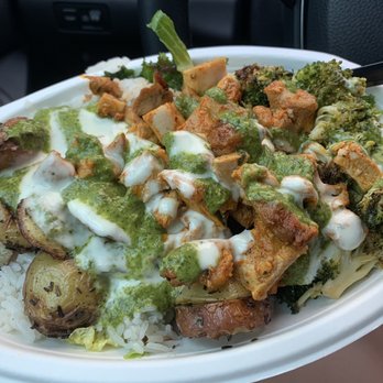 Bolay - Kale and Jasmin rice base, broccoli & potato veggies, lemon chicken & cilantro pesto and creamy garlic sauce on top. Amazing!! - New American Near Me - Miami Lakes, Florida Bolay - Kale and Jasmin rice base, broccoli & potato veggies, lemon chicken & cilantro pesto and creamy garlic sauce on top. Amazing!! - New American Near Me - Miami Lakes, Florida