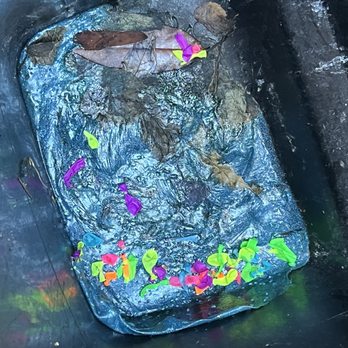Never Ben Cleaner - This is an up close photo of the "before".    The slime baked in and attached to the can, and also attracted other items to stick to it. - Pressure Washers Near Me