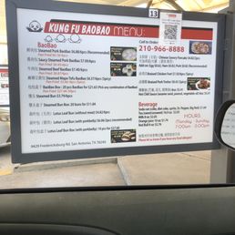 Outside menu in each car stall Outside menu in each car stall