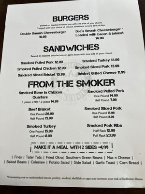 Menu photo 8 Doc’s Smokehouse Titusville, FL