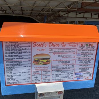 Scott's Drive-In - Menu and order board - Fast Food Near Me - Wichita Falls, Texas