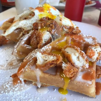 Southside Diner - Chicken and Waffles topped with a yolky egg. Quality diner food. - Diners Near Me - Parma, Ohio Southside Diner - Chicken and Waffles topped with a yolky egg. Quality diner food. - Diners Near Me - Parma, Ohio