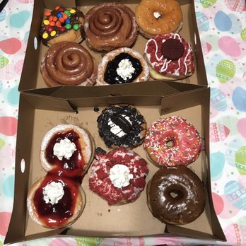 Painted Dough - Blueberry & Strawberry Funnel cake, Homer Simpson, Red Velvet & Oreo Cheesecake, & Red Velvet Oreo - Donuts Near Me - Chino, California Painted Dough - Blueberry & Strawberry Funnel cake, Homer Simpson, Red Velvet & Oreo Cheesecake, & Red Velvet Oreo - Donuts Near Me - Chino, California