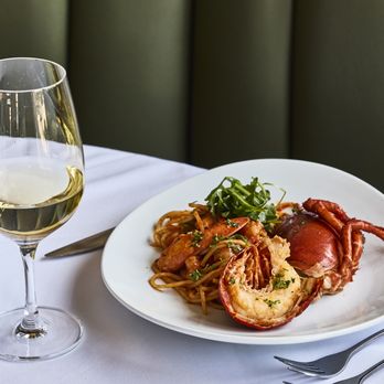 Amici Brentwood - Spaghetti Lobster in a light tomato sauce - Italian Near Me - Santa Monica, California Amici Brentwood - Spaghetti Lobster in a light tomato sauce - Italian Near Me - Santa Monica, California