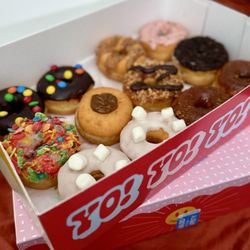Yonutz Donuts and Ice Cream - Chocolate dipped  Classic cinnamon & sugar  Glazed  Maple  Marble  Cookies & cream  Fruity pebbles  Cookies & cream