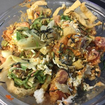 Pokeworks - Poke Your Way (Large) with a whole bunch of toppings - midway through eating - Poke Near Me - Bellevue, Washington Pokeworks - Poke Your Way (Large) with a whole bunch of toppings - midway through eating - Poke Near Me - Bellevue, Washington