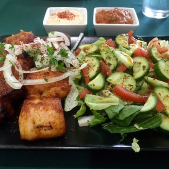 Tonir Cafe - Chicken thighs with salad (no rice).....thighs are more fatty I prefer the chicken breast. - Mediterranean Near Me - Burbank, California Tonir Cafe - Chicken thighs with salad (no rice).....thighs are more fatty I prefer the chicken breast. - Mediterranean Near Me - Burbank, California